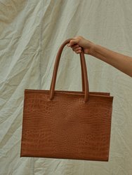 Merci Tote - Tabac Embossed Croc-Print