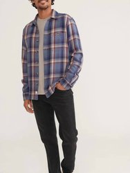 Cole Textured Twill Shirt In Large Blue Plaid