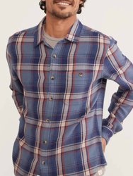 Cole Textured Twill Shirt In Large Blue Plaid - Large Blue Plaid