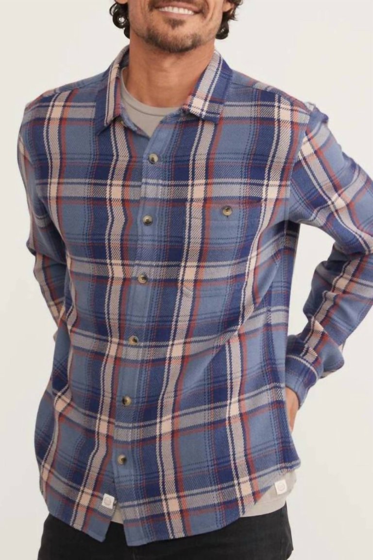 Cole Textured Twill Shirt In Large Blue Plaid - Large Blue Plaid
