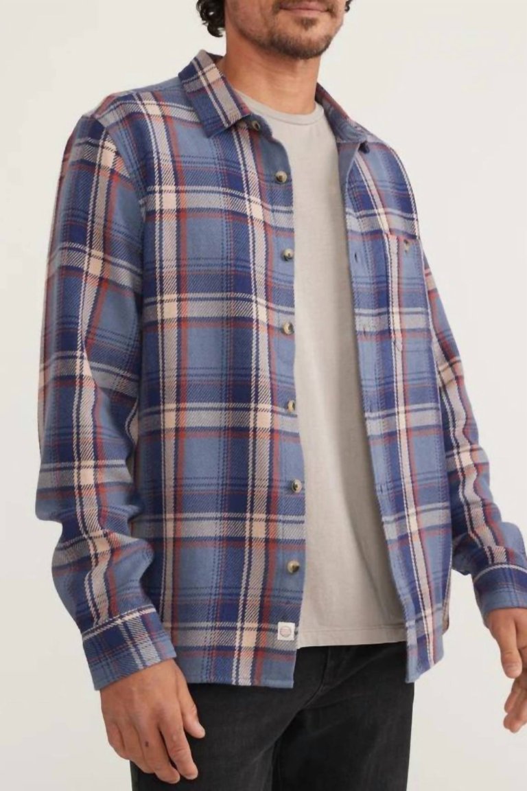 Cole Textured Twill Shirt In Large Blue Plaid