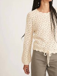 Manzanita Crochet Fringe Sweater - Warm Antique White