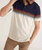 Short Sleeve Engineered Stripe Polo In Navy Colorblock