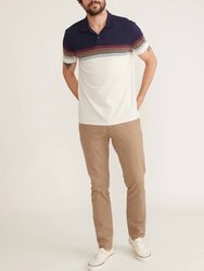 Short Sleeve Engineered Stripe Polo In Navy Colorblock - Navy Colorblock