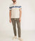 Short Sleeve Engineered Stripe Polo In Sand Colorblock - Sand Colorblock