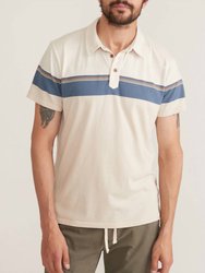 Short Sleeve Engineered Stripe Polo In Sand Colorblock