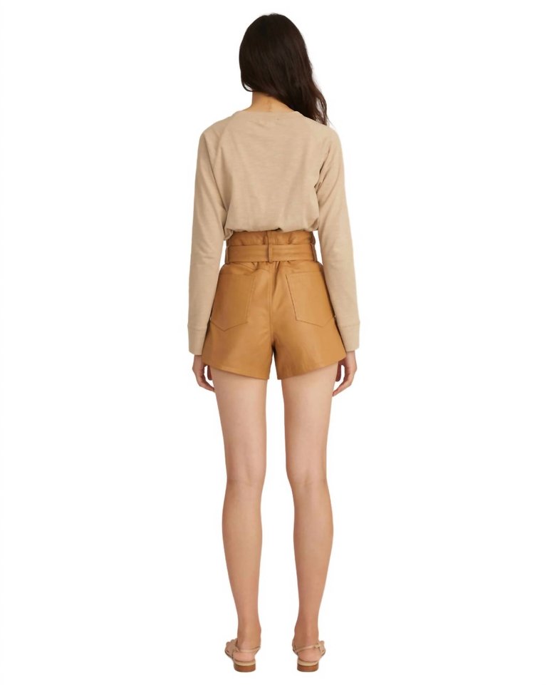 Banks Leather Shorts In Fawn