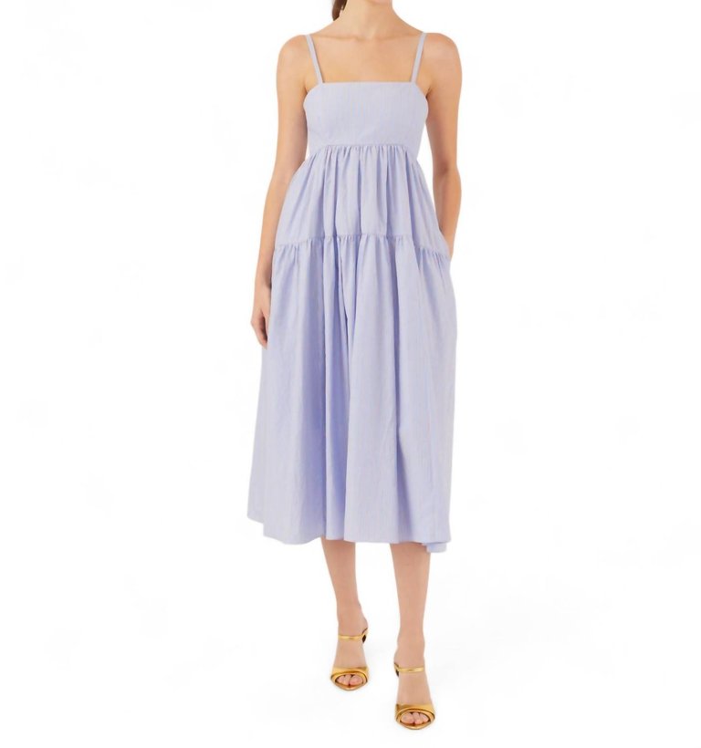 Eva Trapeze Midi Dress In Cerulean Edie Stripe - Cerulean Edie Stripe