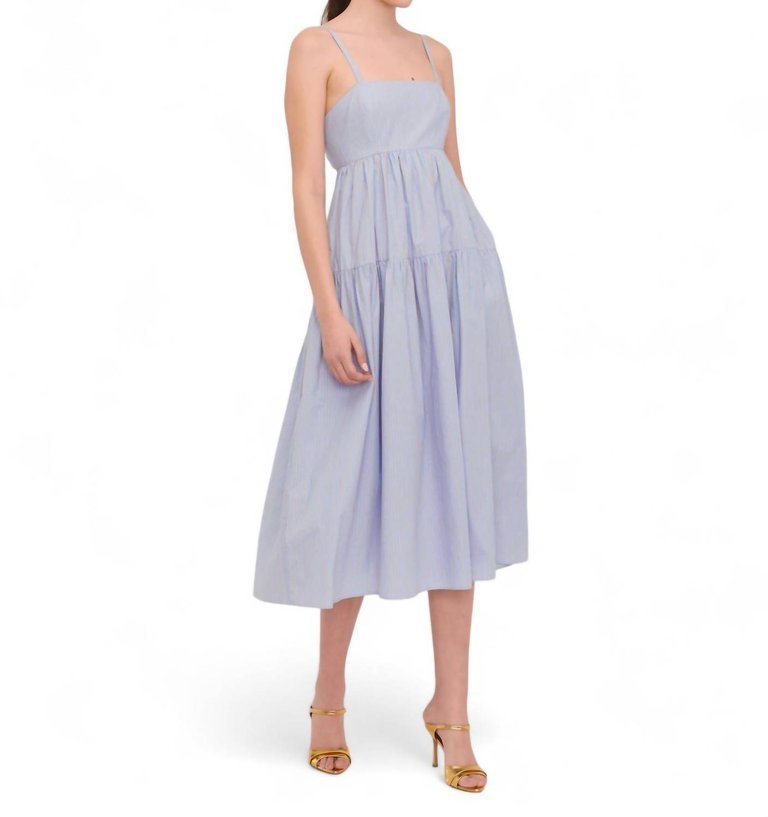 Eva Trapeze Midi Dress In Cerulean Edie Stripe