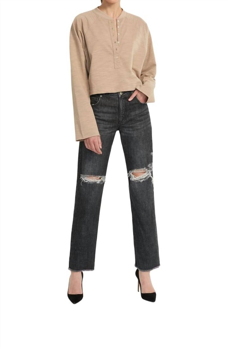 So Uptight Henley Top In Taupe - Taupe