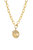 Gold Oval Link Chain Pave Clasp Necklace with Pave Diamond Evil Eye Charm and Round Charm with Diamond Stars. - YG