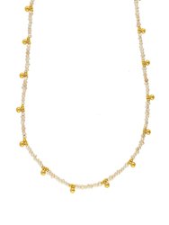 Gold Plated Semi Precious Stone Choker Pearl - Pearl