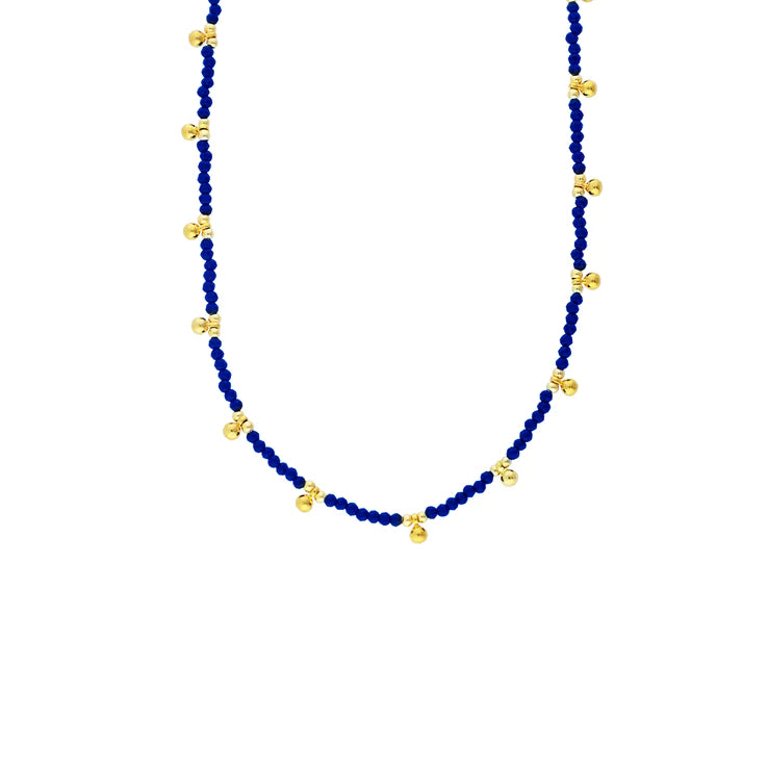 Gold Plated Semi Precious Stone Choker - YG Lapis