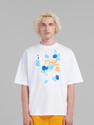Bio Cotton T-Shirt With Marni Dripping Paint - White