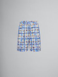 Habotai Silk Drawstrings Shorts With Saraband Print