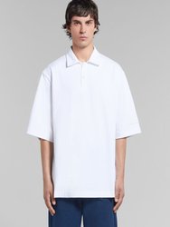Oversized Polo Shirt With Marni Patches - Lilly White