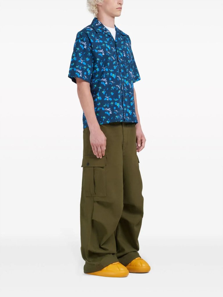 Poplin Bowling Shirt With Marni Dripping Print