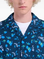 Poplin Bowling Shirt With Marni Dripping Print