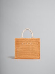 Raffia-Effect Small Tote Bag - Orange