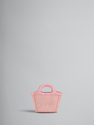 Marni Tropicalia Micro Bag In Pink Leather And Raffia Effect Fabric product