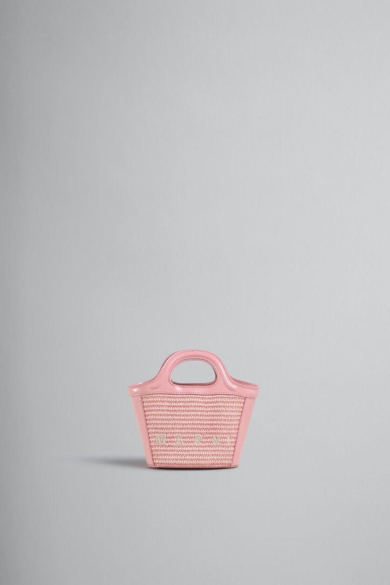 Tropicalia Micro Bag In Pink Leather And Raffia Effect Fabric - Light Pink