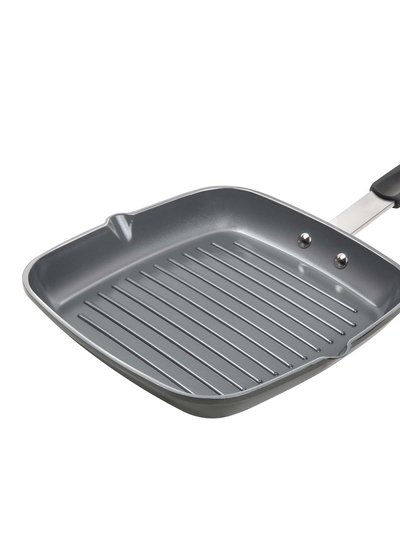 Masterpan Ceramic Nonstick Grill Pan With Silicone Grip, 10" - Gray product