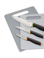 Knife Set With Covers, 8-Pc With Cutting Board - Gray