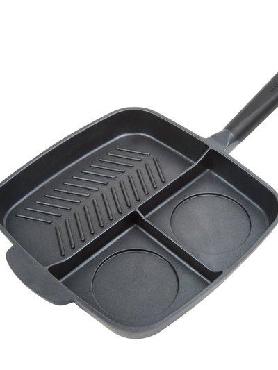 Masterpan Nonstick 3-Section Grill & Griddle Skillet, 11" - Black product