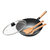 Nonstick Carbon Steel Wok With Glass Lid & Wooden Utensils, 12" - Black