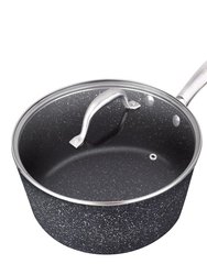 Nonstick Granite Look Sauce Pan With Glass Lid, 2 Qt. 7" - Granite