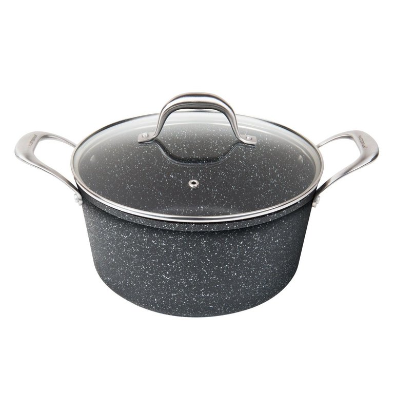 Nonstick Granite Look Stock Pot With Glass Lid, 5 Qt. 9.5" - Granite