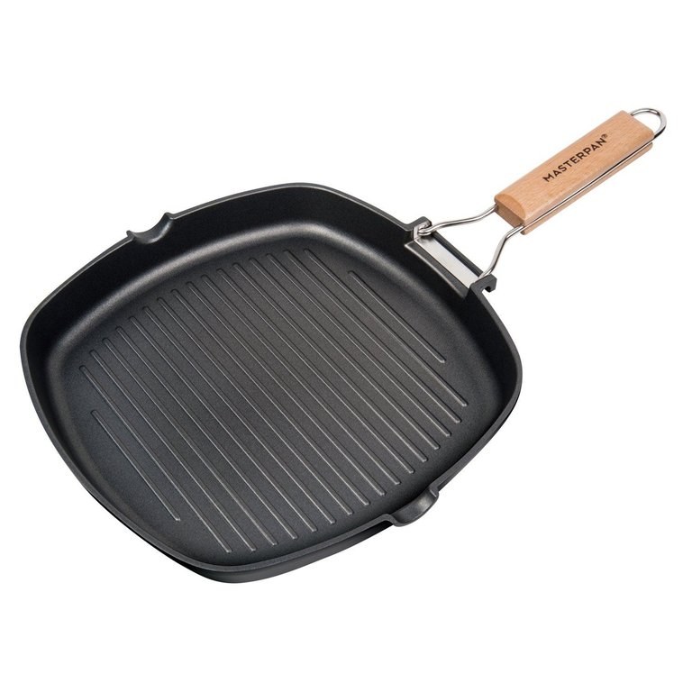 Nonstick Grill Pan With Folding Handle - Black