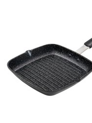 Nonstick Grill Pan With Silicone Grip, 10" (25cm) - Granite/Black