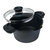 Nonstick Stock & Pasta Pot With Glass Lid Strainer, 5 QT., 9" (23cm) - Black