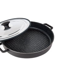 Nonstick Stovetop Oven Grill Pan & Stainless Steel Lid, Black 12" - Black - Black
