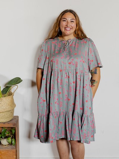 Mata Traders Adelaide Tiered Plus Size Mini Dress - Botanical Slate product