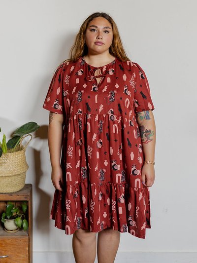 Mata Traders Adelaide Tiered Plus Size Mini Dress - Modern Objects Cranberry product