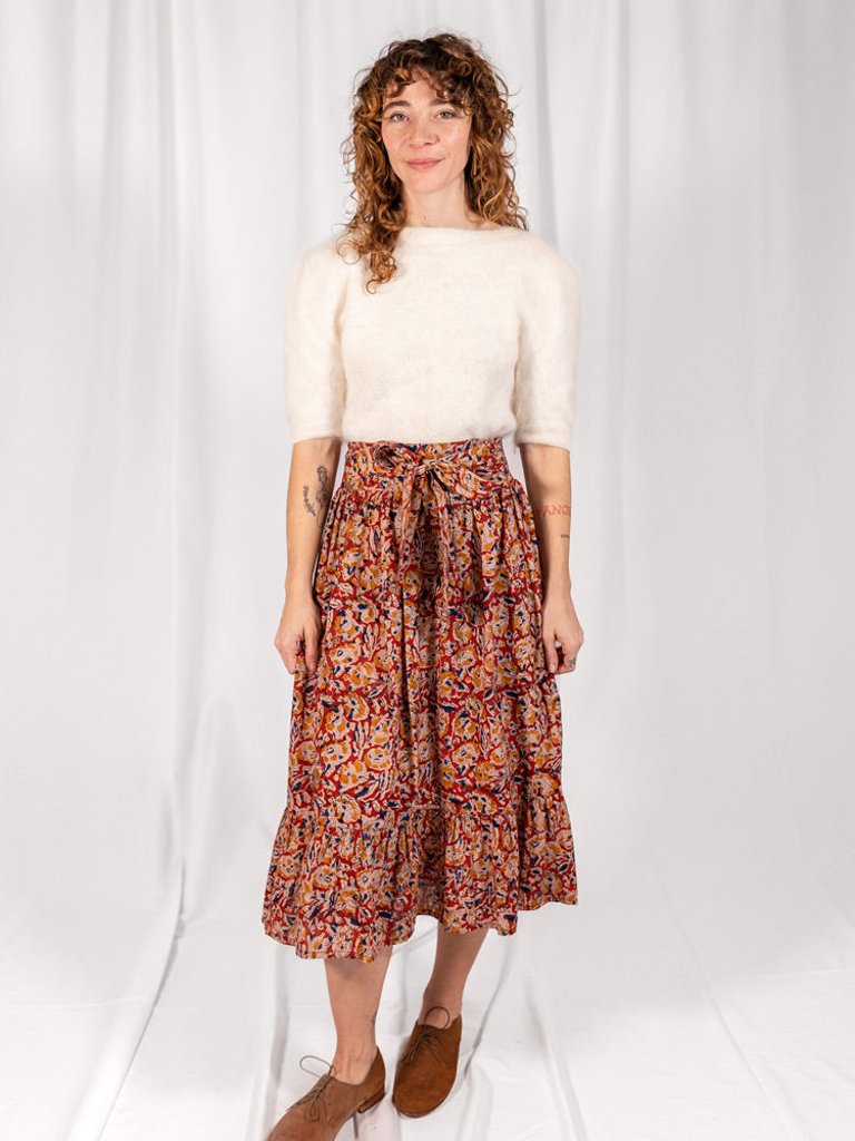 Nahla Midi Skirt - Ruby Floral