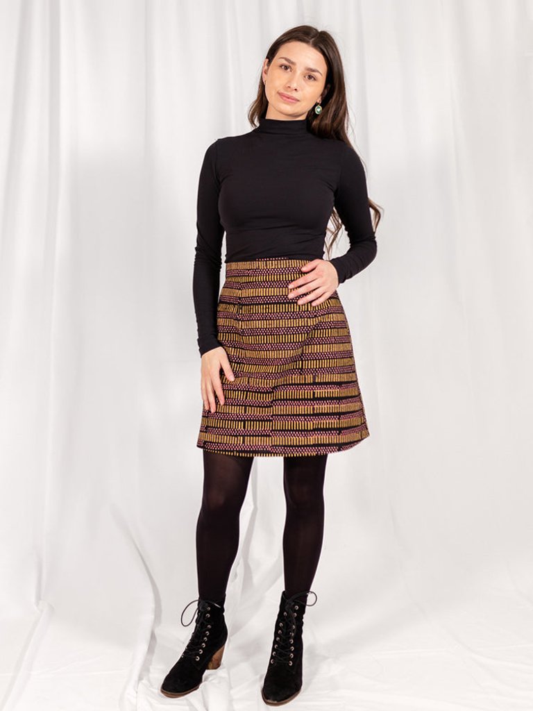 Val Mini Skirt - Dots And Dashes Yellow - Dots And Dashes Yellow