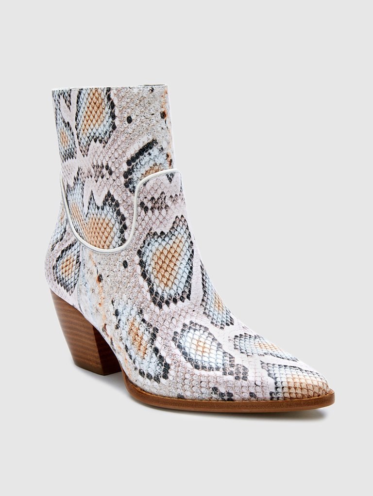 Amore Zip Bootie - White Multi Snake