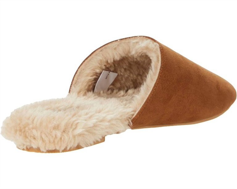 Women's Giselle Furry Flat Mule In Saddle