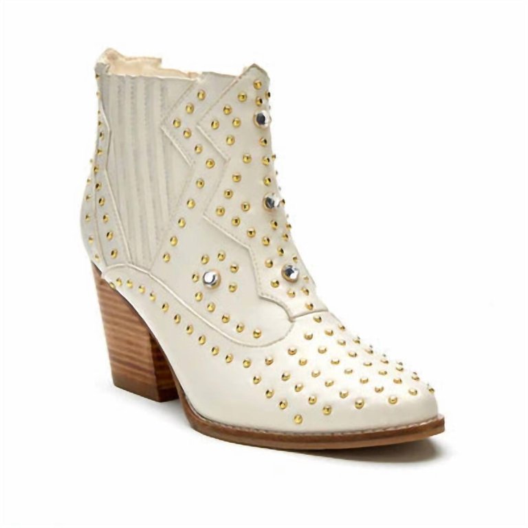 Women's Studded Western Bootie In Cream