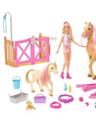 Barbie Groom 'N Care Playset With Doll, 2 Horses & 20+ Accessories