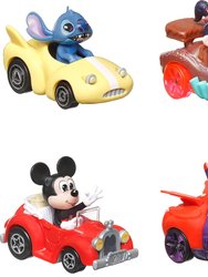 Hot Wheels RacerVerse, 4 Pack Disney Metal Toy Cars optimized for use On Hot Wheels tracks, Featuring Popular Disney Characters