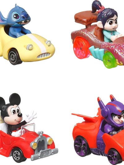 Mattel Hot Wheels RacerVerse, 4 Pack Disney Metal Toy Cars optimized for use On Hot Wheels tracks, Featuring Popular Disney Characters product