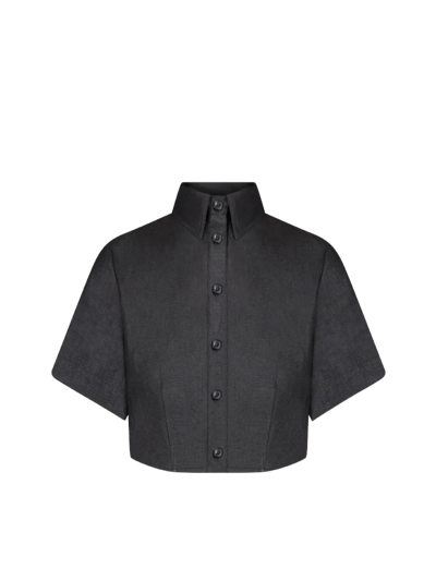 Matthew Bruch Cropped Tie Back Button Up Shirt product