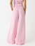 Wide Leg Pleated Pant In Pink Viscose Linen