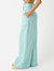 Wide Leg Pleated Pant In Seafoam Melange Linen