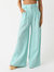 Wide Leg Pleated Pant In Seafoam Melange Linen