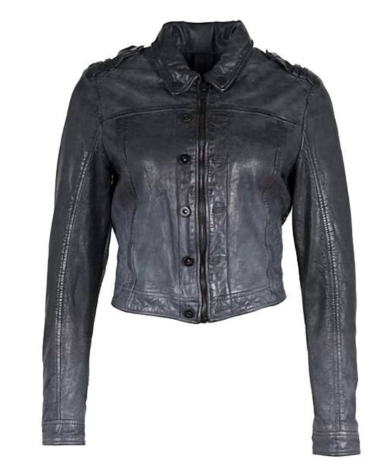 Faira Leather Jacket In Black - Black